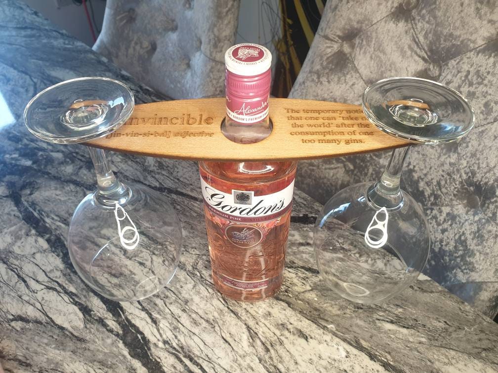 personalised Gin butler, bar butler, ginvincible, gincident, glass holder, valentines gift, gin lover, great present, mothers day, fathers.