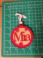 Acrylic and wood personalised Christmas bauble, hanging decoration. Any name! Choice of colour!