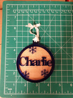 Acrylic and wood personalised Christmas bauble, hanging decoration. Any name! Choice of colour!