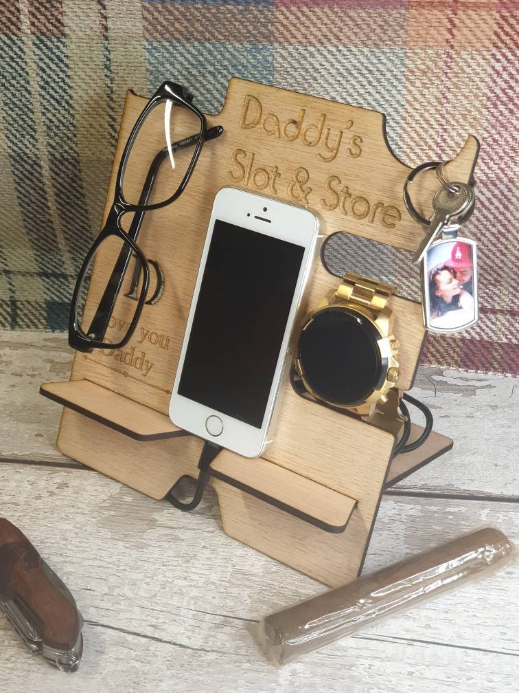 Slot and Store docking station, desk/bedside tidy, storage, great gift for him or her! Personalised! Bespoke, great gift for valentines day!