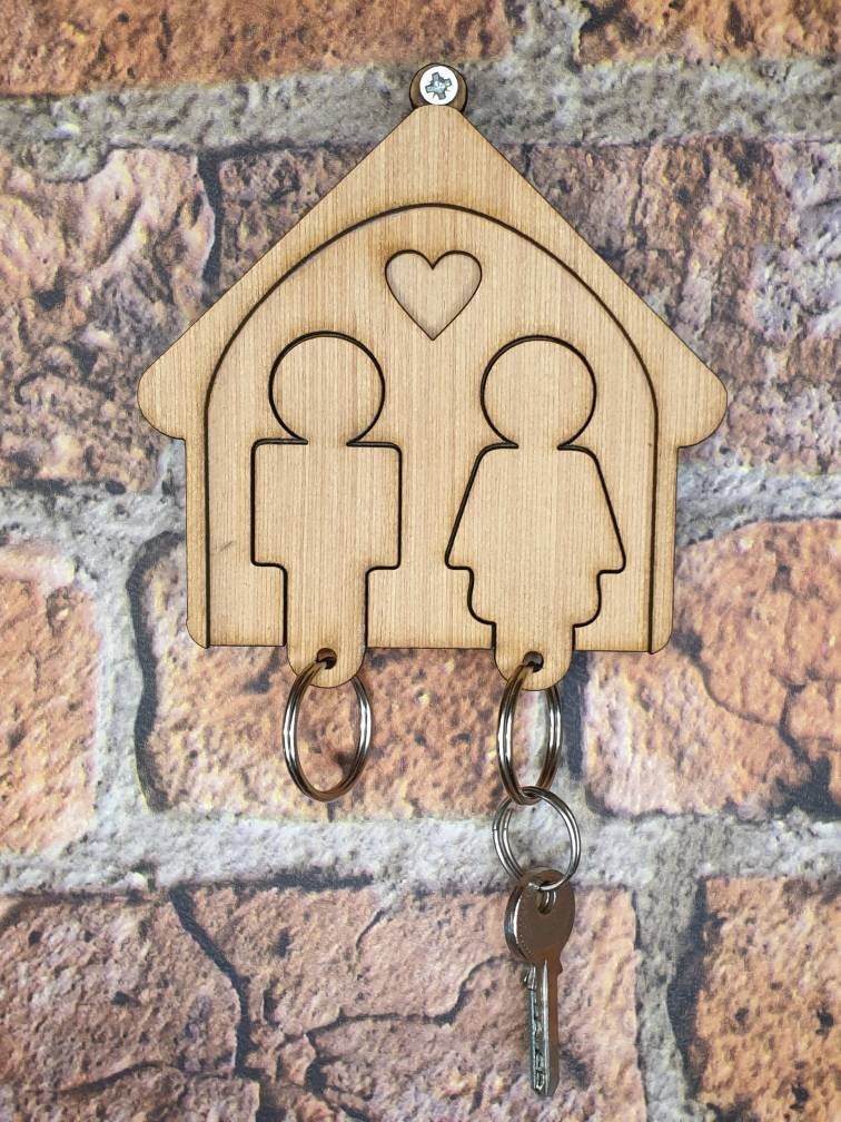 His and hers, hers and hers, his and his keyrings and key holder. First home, house warming, mr and mrs, wedding gift, new home, key hook.