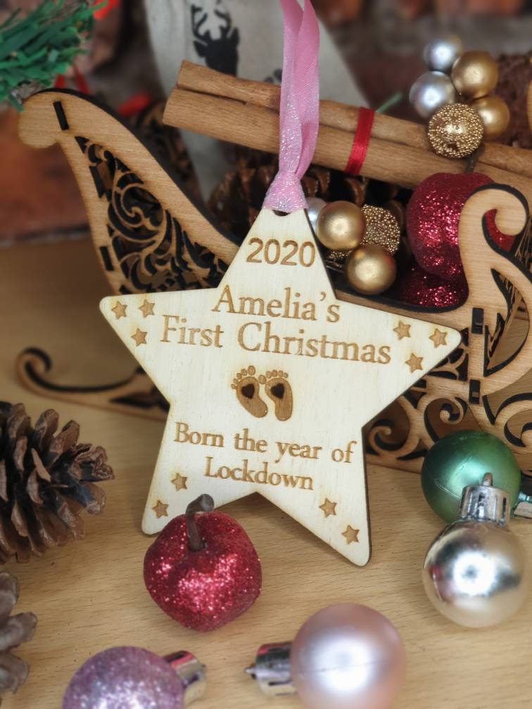 Personolised bespoke First Christmas covid lockdown bauble! One to remember! Keepsake gift? 1st xmas.