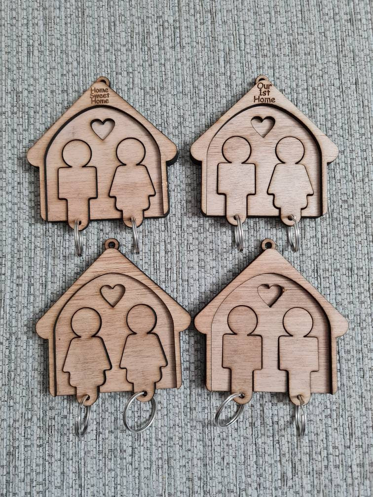 His and hers, hers and hers, his and his keyrings and key holder. First home, house warming, mr and mrs, wedding gift, new home, key hook.