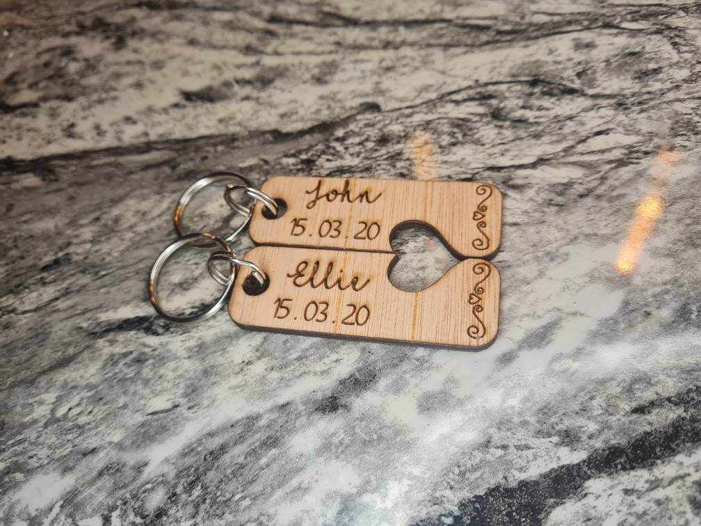Matching Personalised keychains, loved one, partner, fiance, boyfriend, girlfriend gift, wedding, stocking filler, valentines day!