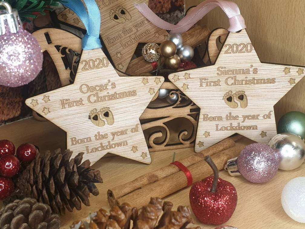 Personolised bespoke First Christmas covid lockdown bauble! One to remember! Keepsake gift? 1st xmas.