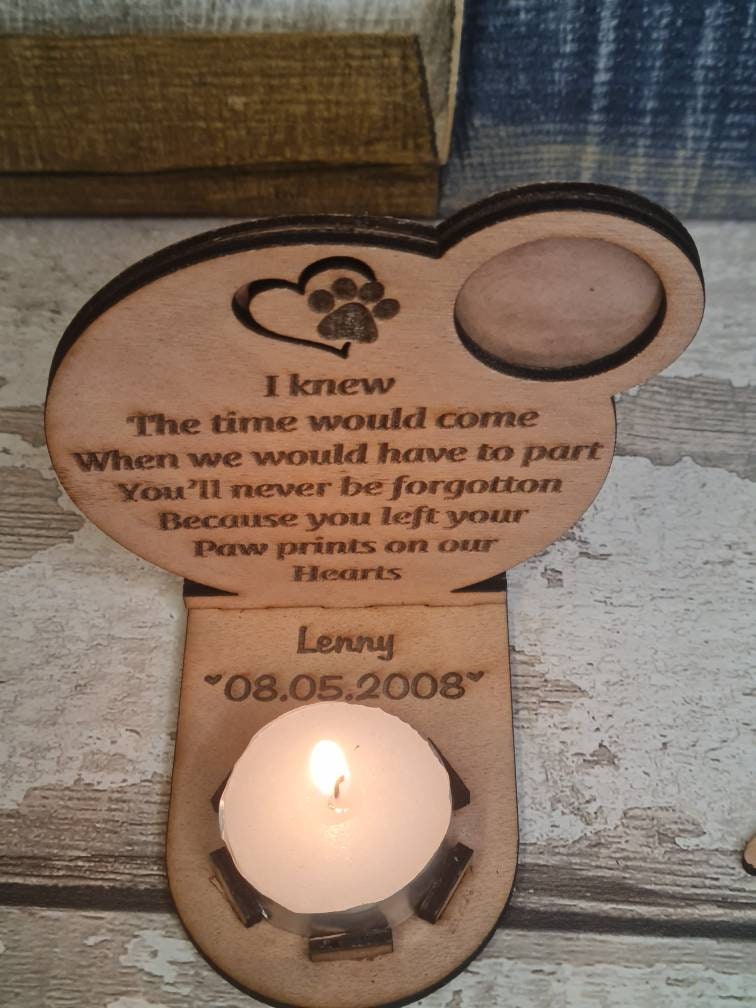 Personalised pet memorial candle frame, perfect gift to remember lost pets. Stunning gift. Bereavement