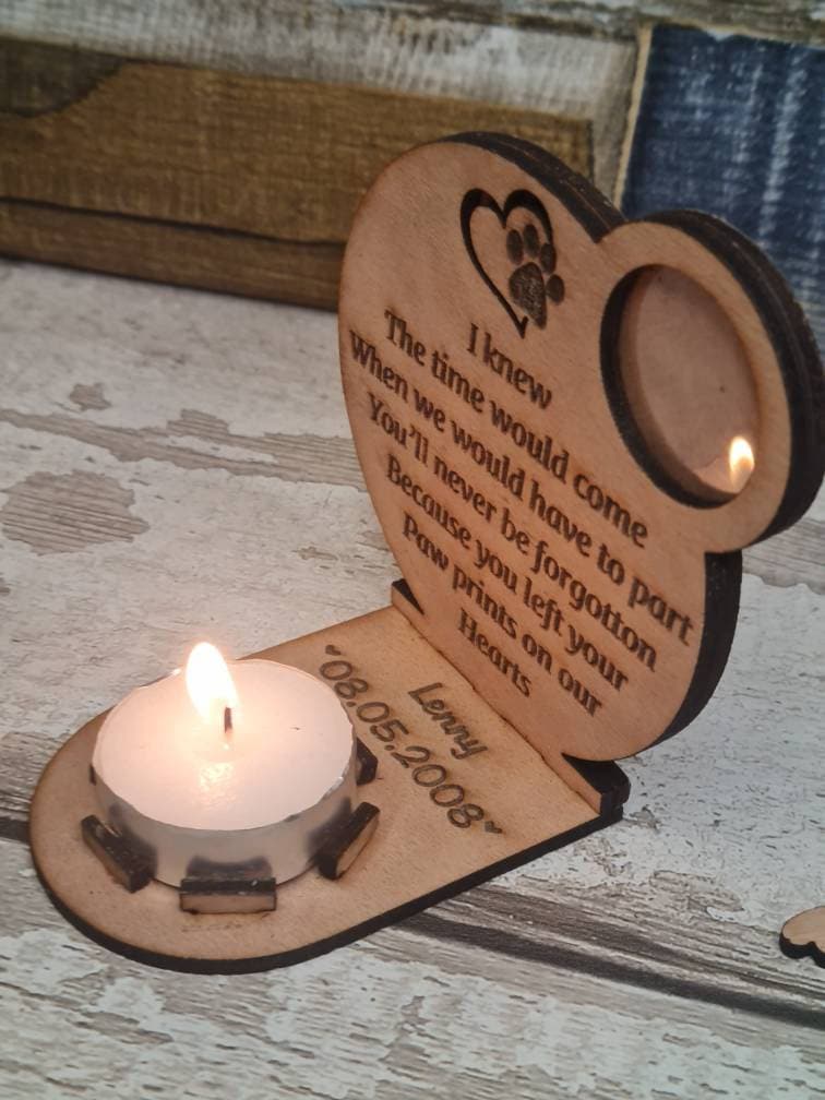 Personalised pet memorial candle frame, perfect gift to remember lost pets. Stunning gift. Bereavement
