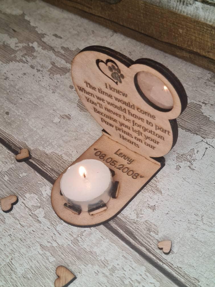 Personalised pet memorial candle frame, perfect gift to remember lost pets. Stunning gift. Bereavement