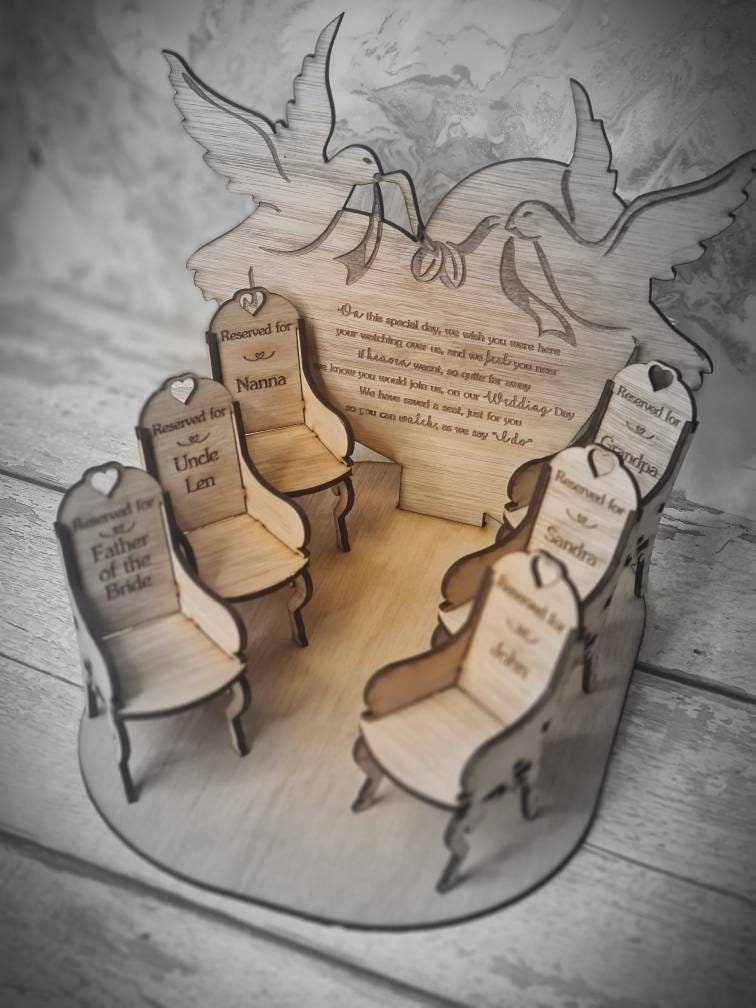 personalised Wedding remembrance ornament to remember loved ones - Marriage gift - present - chairs - Memorial display - Loved ones