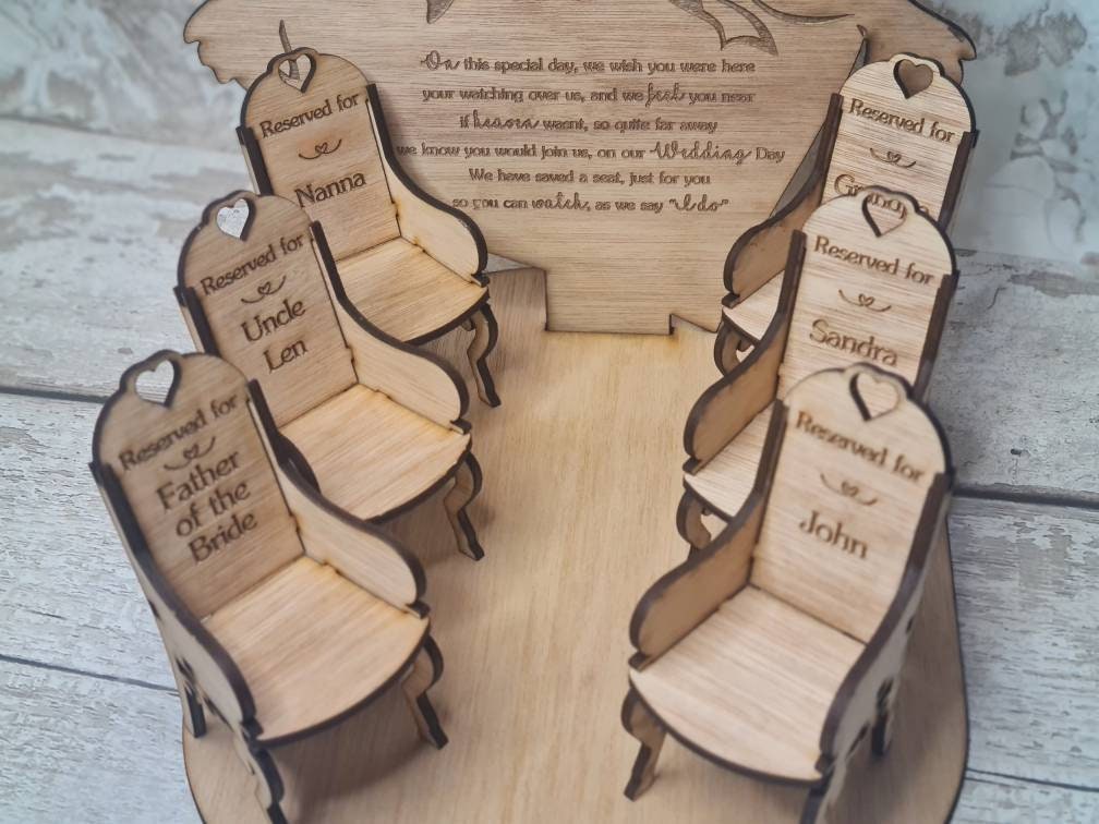 personalised Wedding remembrance ornament to remember loved ones - Marriage gift - present - chairs - Memorial display - Loved ones