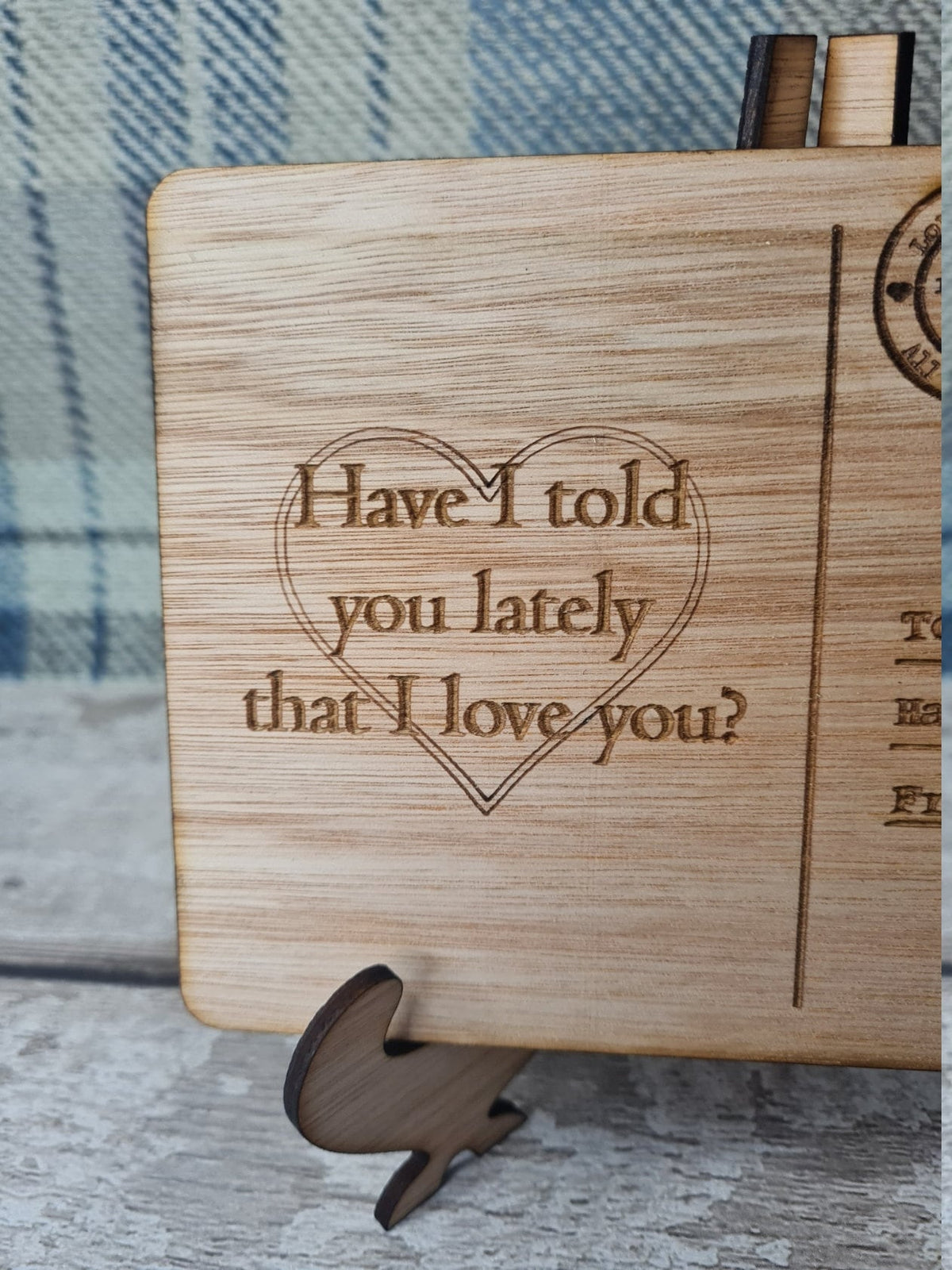 Personolised valentines Post Card including stand, birthday, anniversary, wedding, mothers day, new baby, friends, greetings