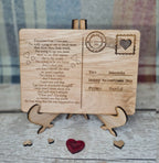 Personolised Poem valentines Post Card including stand, birthday, anniversary, wedding, mothers day, new baby, friends, greetings