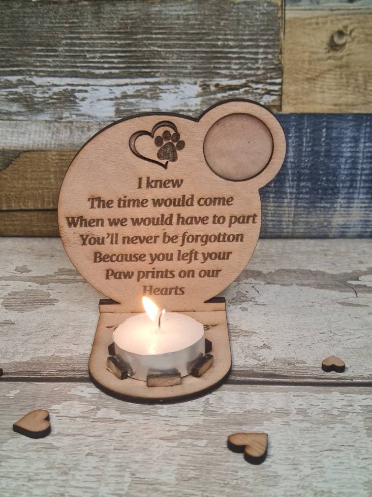 Personalised pet memorial candle frame, perfect gift to remember lost pets. Stunning gift. Bereavement