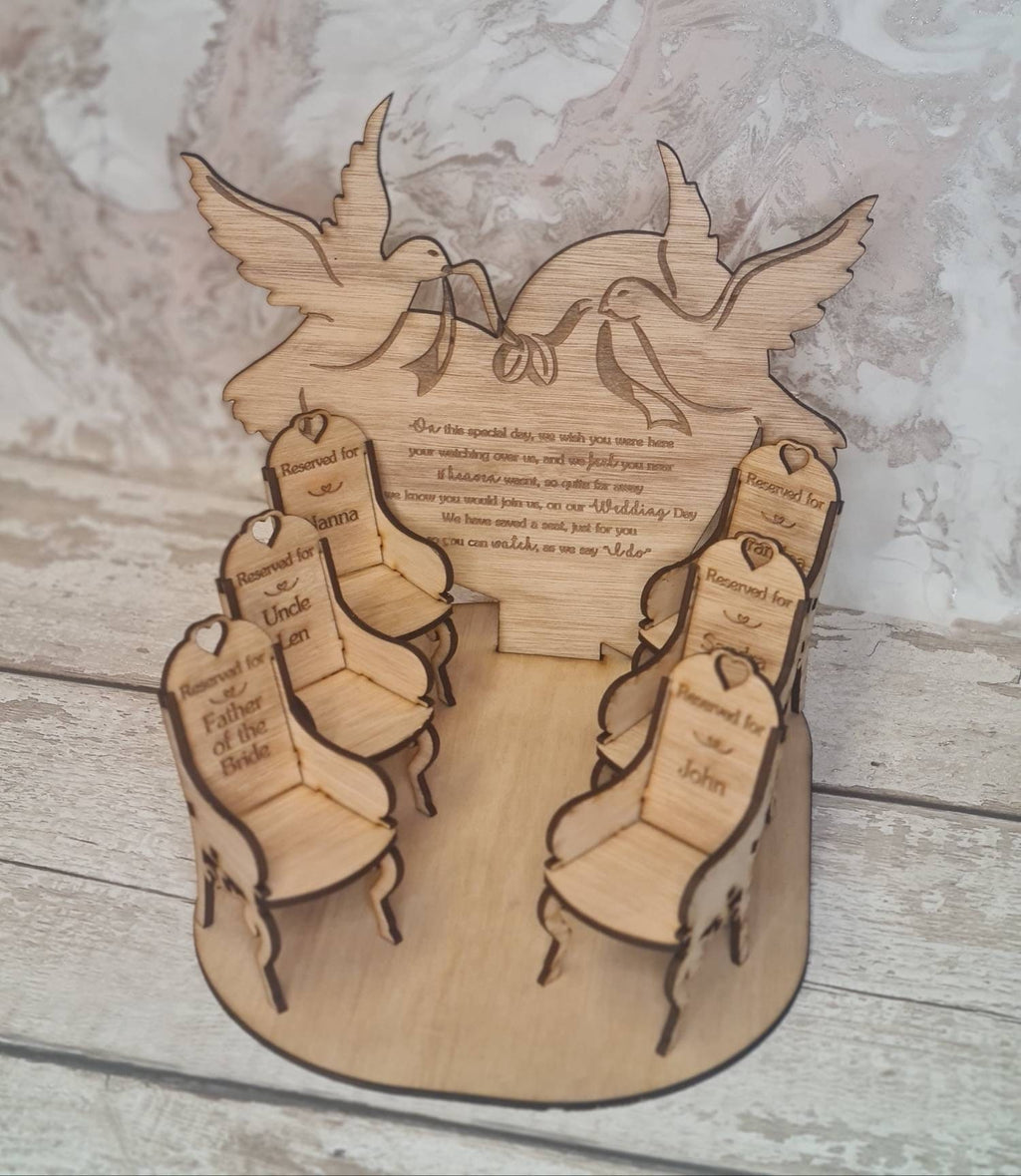 personalised Wedding remembrance ornament to remember loved ones - Marriage gift - present - chairs - Memorial display - Loved ones