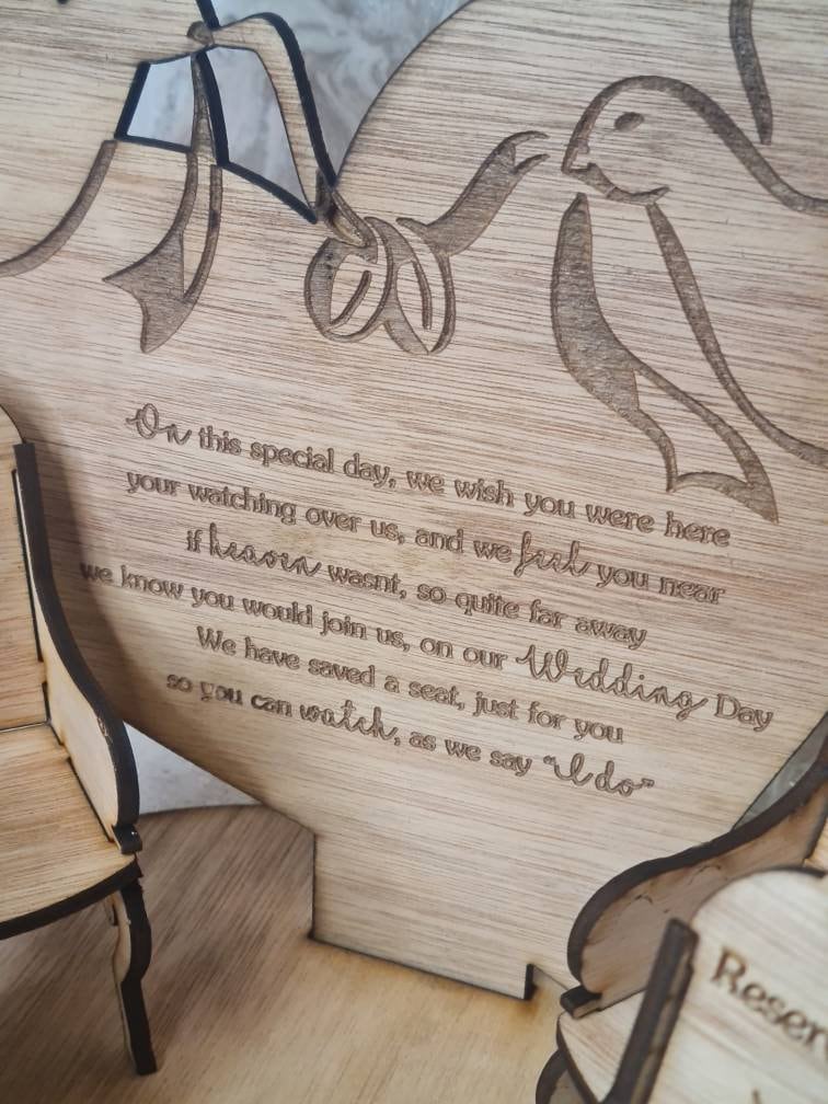 personalised Wedding remembrance ornament to remember loved ones - Marriage gift - present - chairs - Memorial display - Loved ones