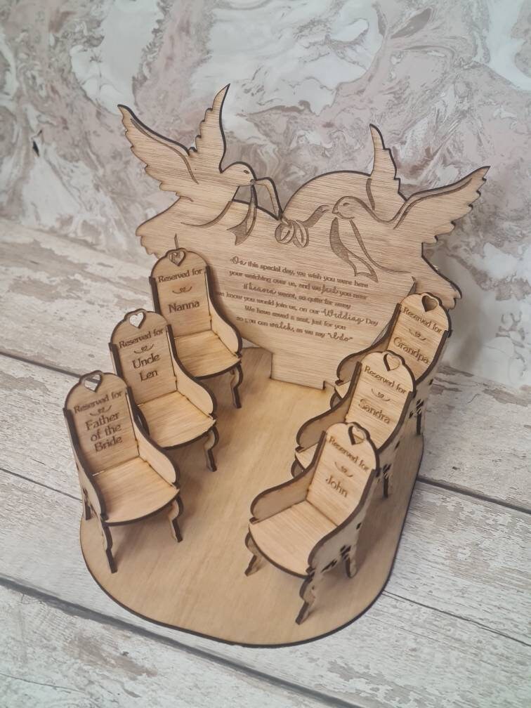 personalised Wedding remembrance ornament to remember loved ones - Marriage gift - present - chairs - Memorial display - Loved ones