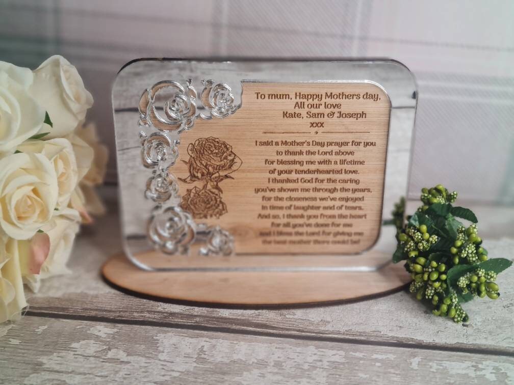 Personalised mothers day frame with choice of verse! Mirrored front. Mum, nan, nanny, grandma, beautiful gift