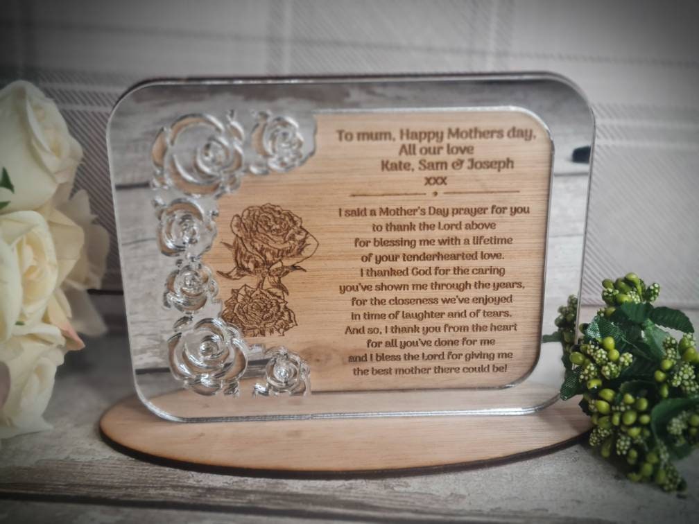 Personalised mothers day frame with choice of verse! Mirrored front. Mum, nan, nanny, grandma, beautiful gift