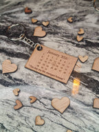 personalised calender keychain, valentines, birthday, anniversary, wedding, fathers day, new baby, friends, Christmas gift