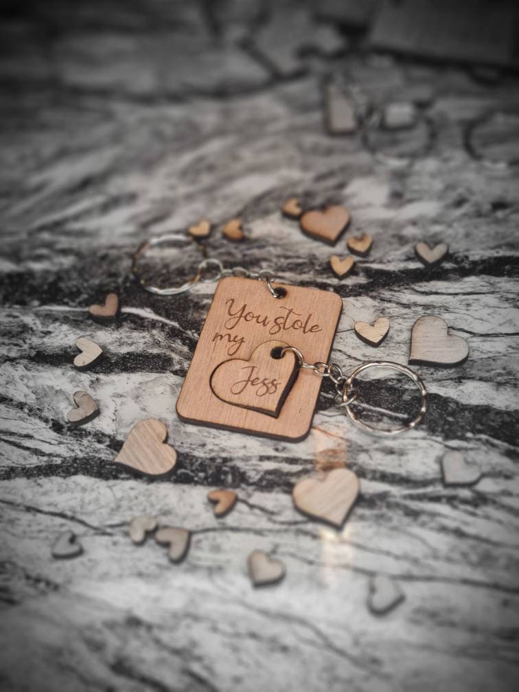 You stole my heart personolised keychain x2, valentines, birthday, anniversary, wedding, fathers day, new baby, friends, Christmas gift
