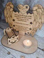 personalised baby memorial candle holder with poem. Stunning rememberance item. Display, memories, lost child, anniversary of death, birth.