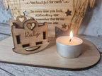 personalised baby memorial candle holder with poem. Stunning rememberance item. Display, memories, lost child, anniversary of death, birth.