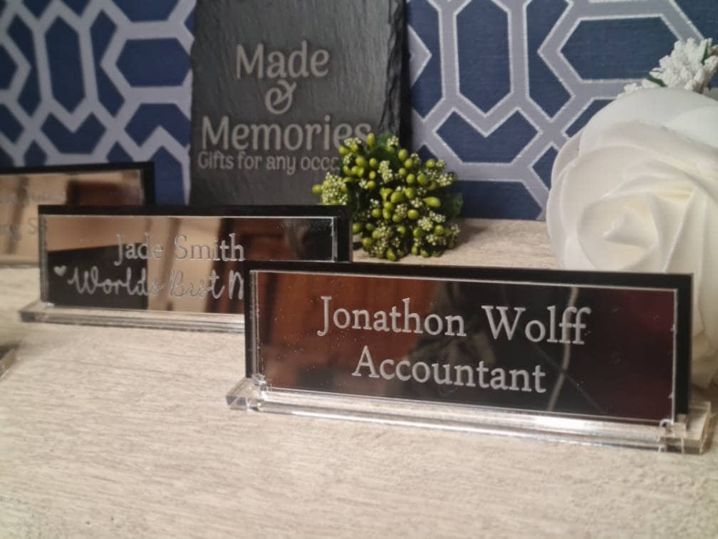 Custom, Personalised Engraved Desk Name Plate, Novelty, Funny Desk Sign, Boss Gift, Office fun, Your own words.