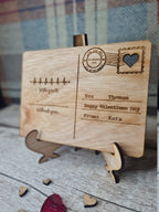 Personolised Heartbeat valentines Post Card including stand, birthday, anniversary, wedding, mothers day, new baby, friends, greetings