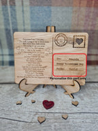 Personolised Poem valentines Post Card including stand, birthday, anniversary, wedding, mothers day, new baby, friends, greetings