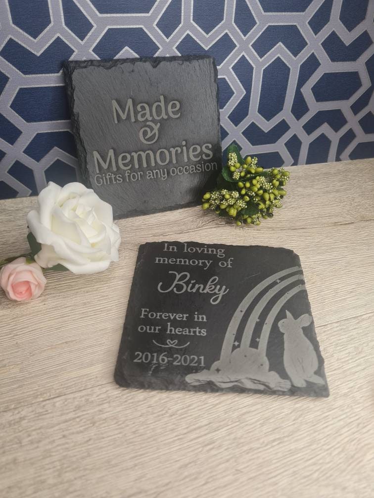 personalised pet Memorial grave marker, memorial slate, indoor or outdoor, remembering your pets, cat, dog, rabbit, bunny, budgie, hamster