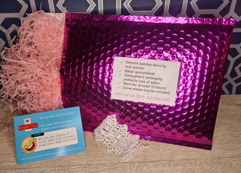 Pantie Sniff prank! Sent direct to victims door! Panty knicker smelling, embarrassing prank to send to friend, partner, family or colleague!