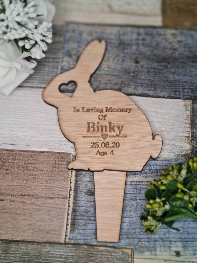Pet memorial grave markers, garden shrine, Rabbit, Bunny, hamster, dog, cat, bird, budgie, puppy, personalised.