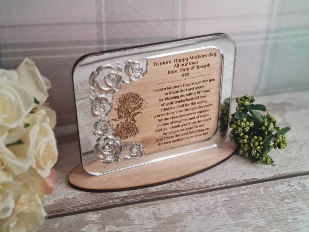 Personalised mothers day frame with choice of verse! Mirrored front. Mum, nan, nanny, grandma, beautiful gift