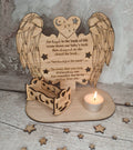 personalised baby memorial candle holder with poem. Stunning rememberance item. Display, memories, lost child, anniversary of death, birth.