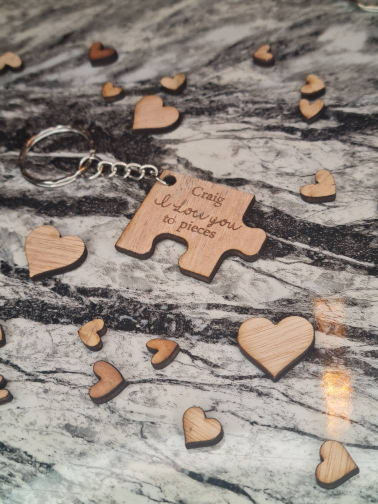 Personolised puzzle piece keychain, valentines, birthday, anniversary, wedding, fathers day, new baby, friends, Christmas gift