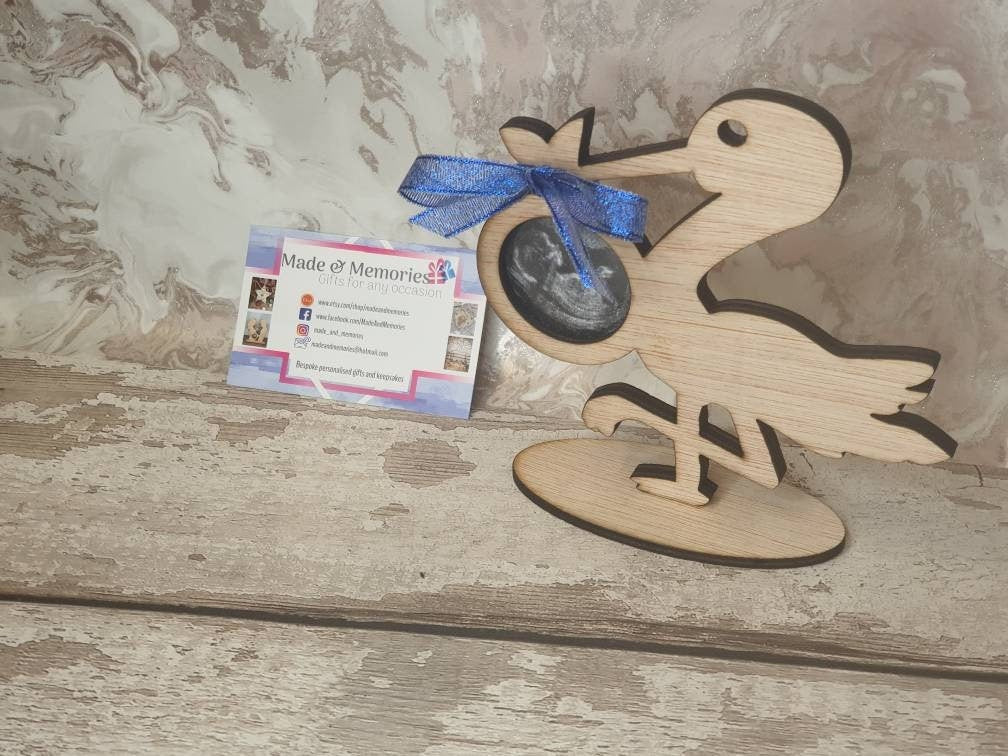 Ultrasound photo frame, scan picture. Mr Stork, new baby, cute, boy or girl, christening gift, gender reveal.