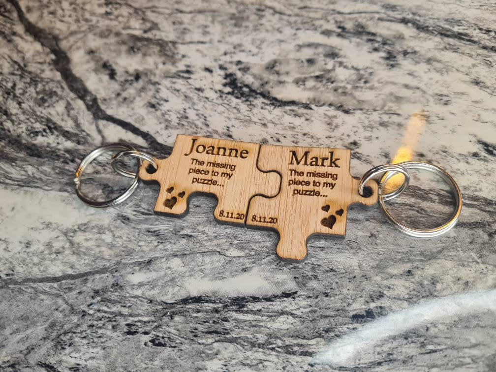 Personolised puzzle piece jigsaw key chain's. Gift for loved one, wedding, valentines day, anniversary gift, wedding, best friends?