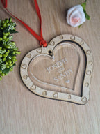 Personolised hanging ornament for couples, perfect gift for valentines day, anniversary, wedding, birthday. Great unique surprise!