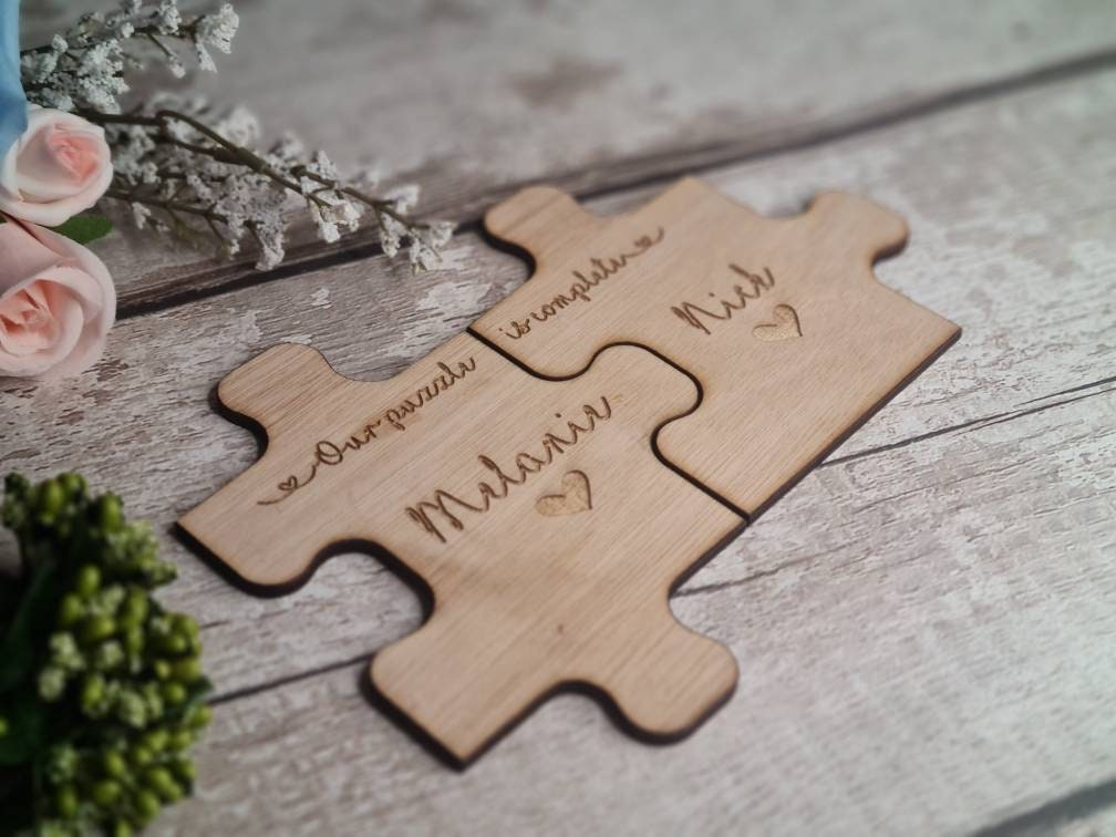 X2 Personalised jigsaw puzzle coasters! Perfect gift for valentines day, engagement, moving in, house warming, wedding, birthday?