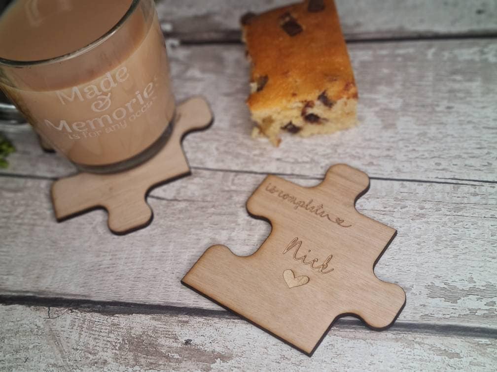 X2 Personalised jigsaw puzzle coasters! Perfect gift for valentines day, engagement, moving in, house warming, wedding, birthday?