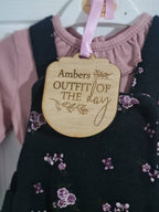 Personalised outfit of the day hanger clothes tag! OOTD, flatlay, photography prop, new baby, children's clothes item!