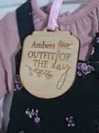 Personalised outfit of the day hanger clothes tag! OOTD, flatlay, photography prop, new baby, children's clothes item!