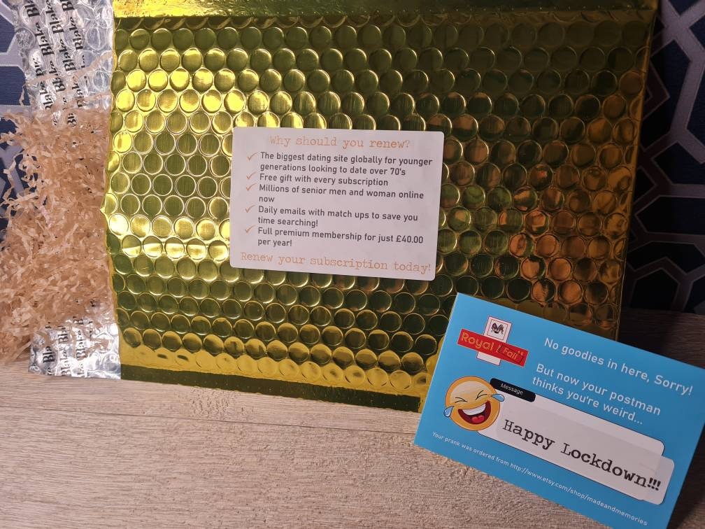 Golden Oldies prank! Sent direct to victims door! senior love, embarrassing prank to send to friend, partner, family or colleague!