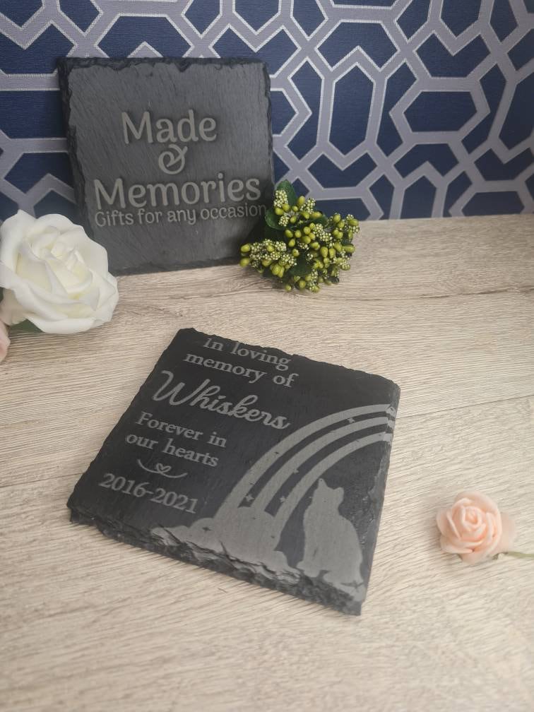 personalised pet Memorial grave marker, memorial slate, indoor or outdoor, remembering your pets, cat, dog, rabbit, bunny, budgie, hamster