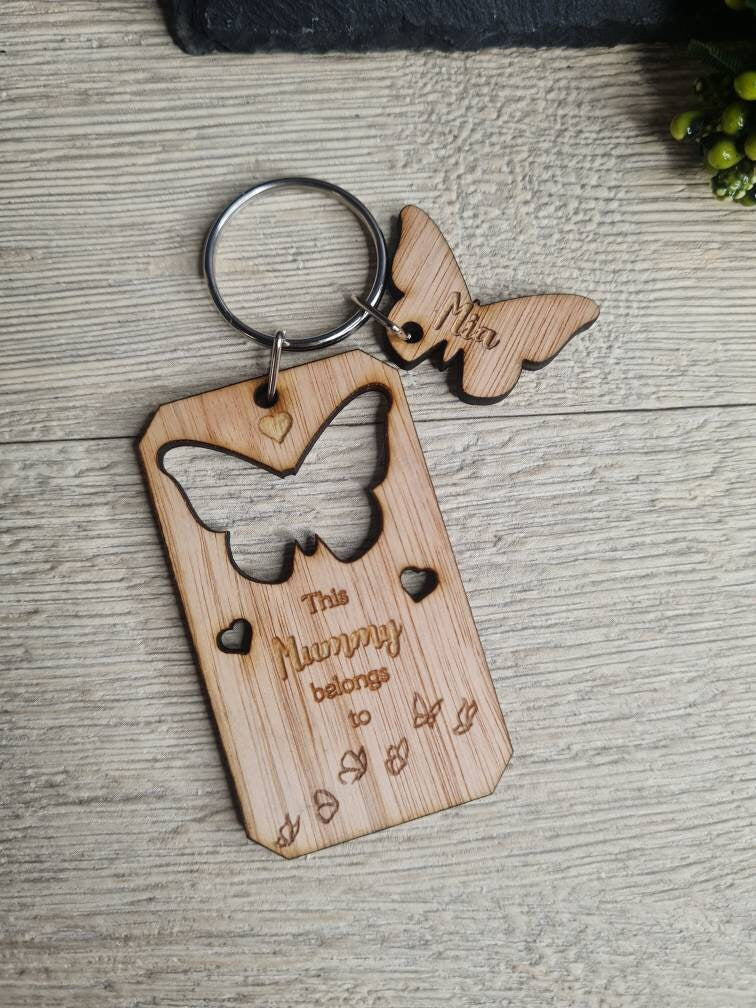 personalised keychain, named Butterfly's, mummy/daddy, birthday, anniversary, mothers day, fathers day, new baby, friends, Christmas gift