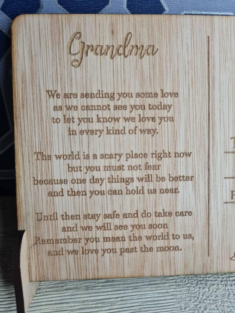 personalised Poem mothers day Post Card including stand, birthday, anniversary, Nan, mothers day, Grandma, friends, greetings