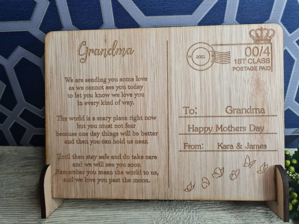 personalised Poem mothers day Post Card including stand, birthday, anniversary, Nan, mothers day, Grandma, friends, greetings
