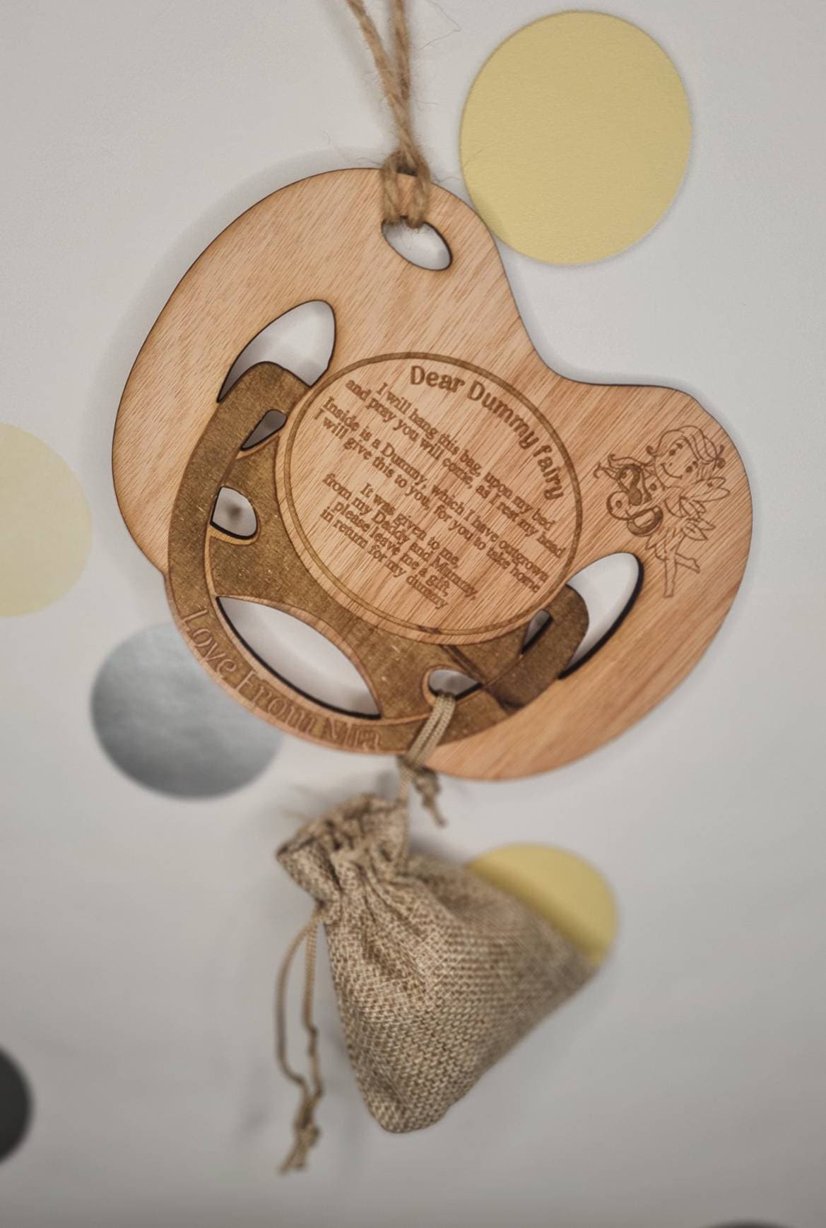 personalised Dummy fairy, Say goodbye to the pacifier, Coin, pouch, lovely keepsake, great gift for baby shower, christening, birth day!