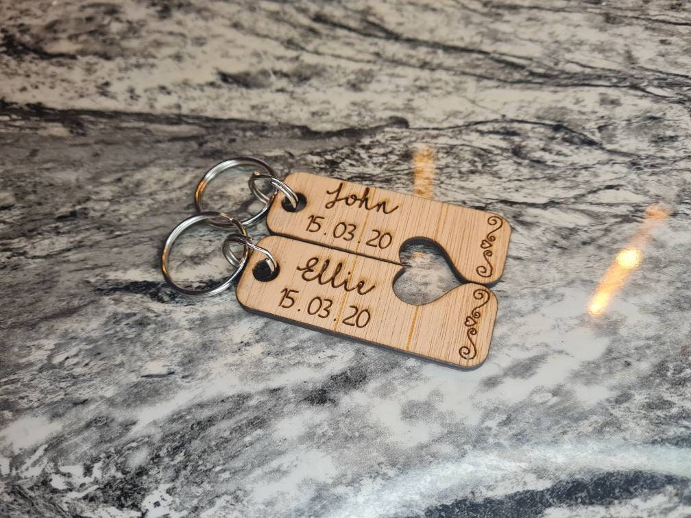 Matching Personalised keychains, loved one, partner, fiance, boyfriend, girlfriend gift, wedding, stocking filler, valentines day!