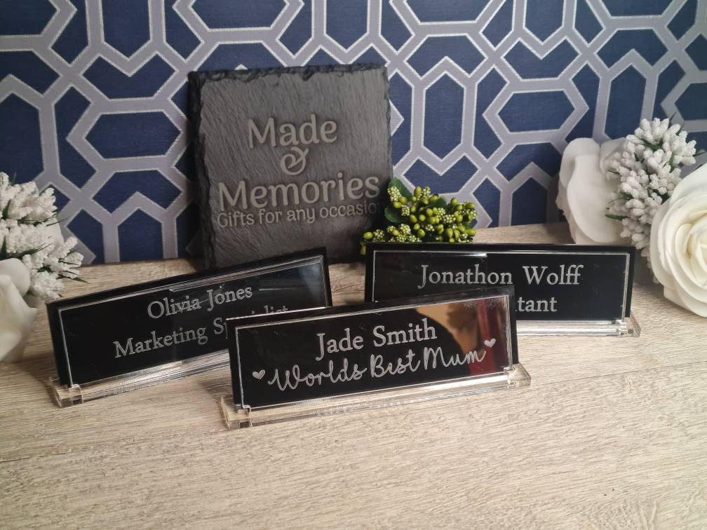 Custom, Personalised Engraved Desk Name Plate, Novelty, Funny Desk Sign, Boss Gift, Office fun, Your own words.